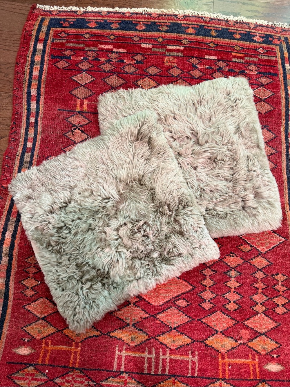 Throw Pillow Cover Sheepskin Set of 2